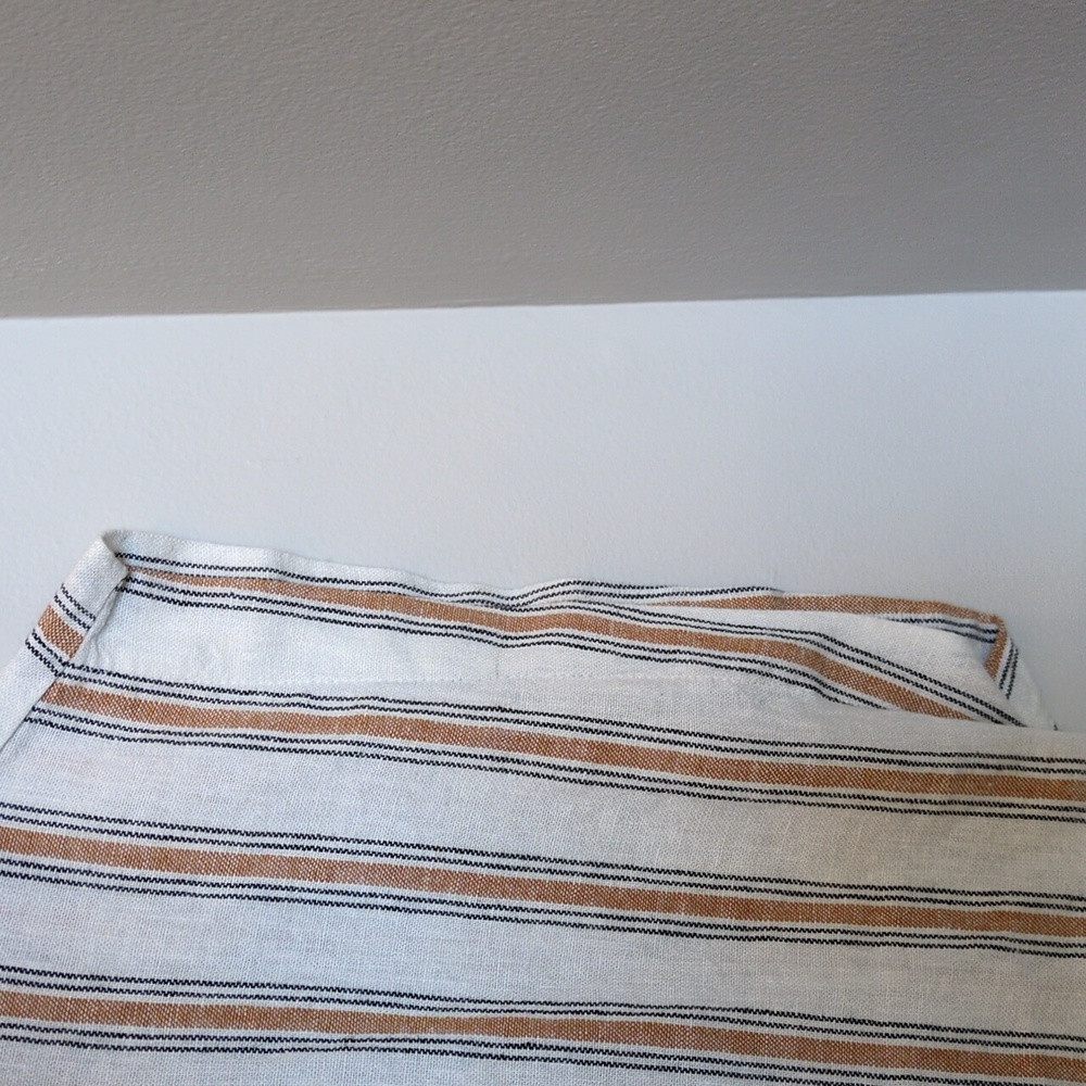 NEW Womens 4X Linen Blend Striped Tie Front Summer Top Ava & Viv Drop Sleeves ♥️ - Picture 5 of 10